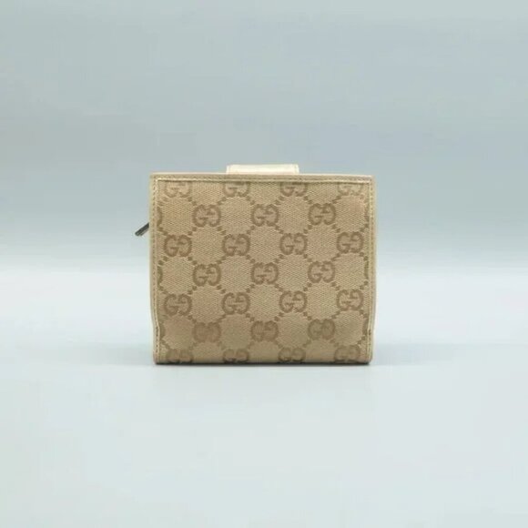100% Authentic GUCCI D-ring Brown Cloth Wallet 286-091824 - Picture 2 of 12